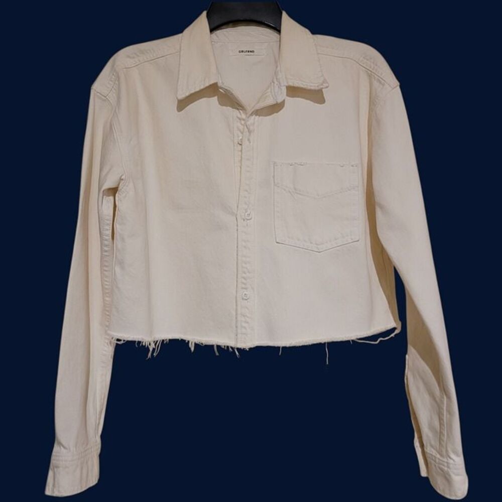 GRLFRND Cut Off Jean Jacket Christy Ivory Oversized, Women's XS